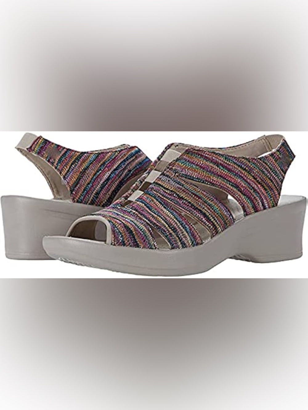 BZEES Womens Knit Slingback arch support cushion Sandals slip on Wedge Slingback - Picture 9 of 10